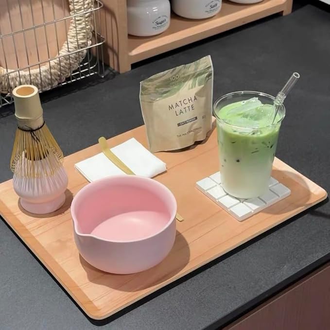 Matcha Kit - Premium Matcha Whisk Set with Traditional Bamboo Tools, Ideal Matcha Tea Set for Home (Matte Soft Pink)