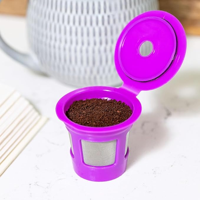 2-Item Bundle: 4-Pack Cafe Save 1-Stream Reusable K Cup Coffee Filters + EZ-Scoop 2 Tbsp Scoop with Integrated Funnel, Refillable Pod Capsule For Use with Keurig & Select Single Cup Coffee Maker