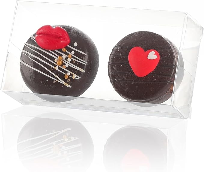 100PCS Clear Macaron Boxes for 2, Chocolate Covered Orec Boxes Favor Boxes Treat Boxes Pastry Boxes for Christmas Party Birthday Wedding(4.17" x 2.17" x 1.38")