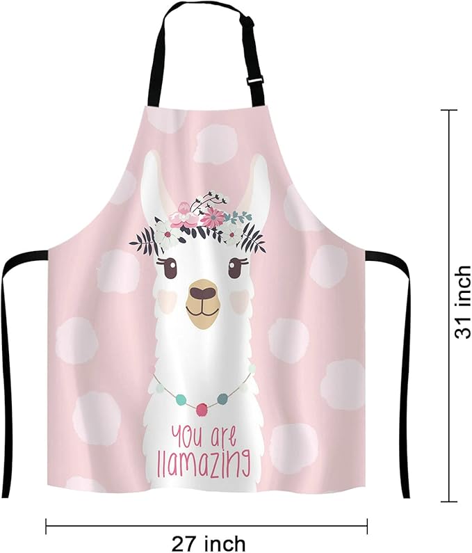 Llama with fun quote You are llamazing Bib Apron with Adjustable Neck for Men Women,Suitable for Home Kitchen Cooking Waitress Chef Grill Bistro Baking Apron