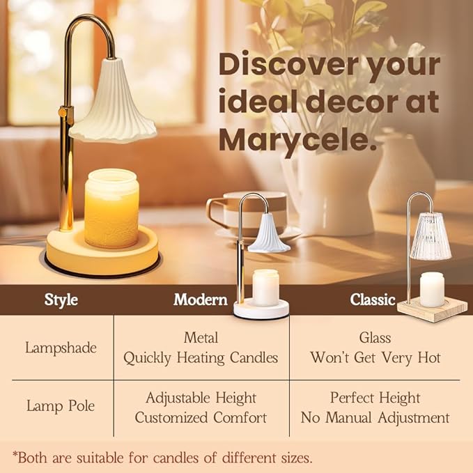 Lamp Candle Warmer with Timer, House Warming Gifts New Home, Candle Wax Warmer, Aesthetic Room Home Bedroom Decor, Amber Lozenge Diamond