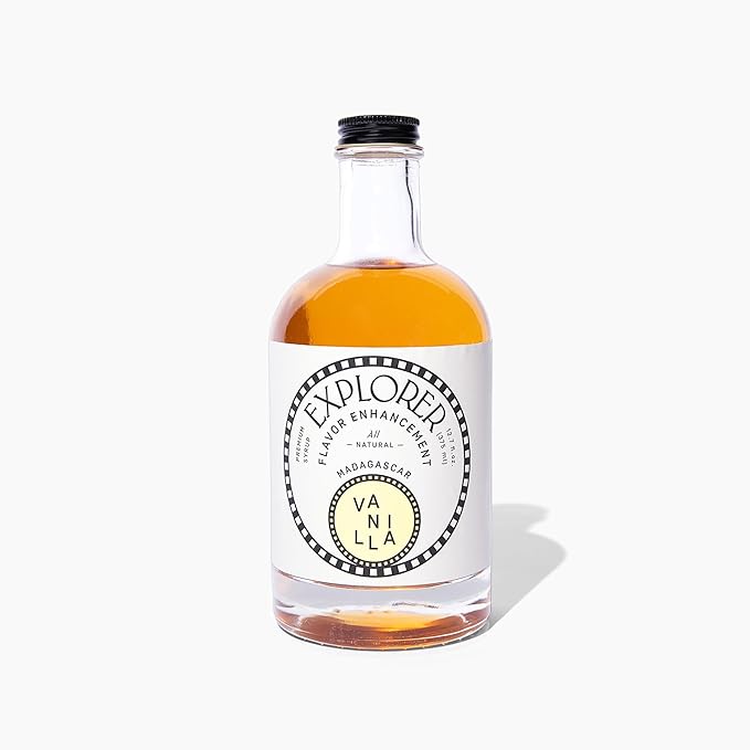 Explorer Vanilla Coffee Syrup Flavor, All Natural Gluten Free Flavoring for Drinks, Lattes, Cocktails & Shakes, 12.7 fl oz