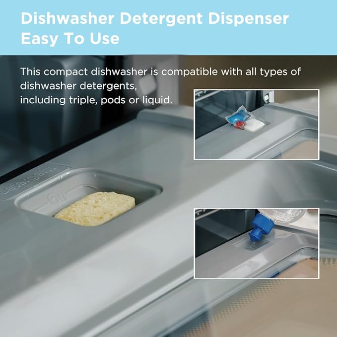 Midea MDC17P4CWW Portable Countertop Mini 5L Built-in Water Tank, Baby Care, No Hookup Needed, 360° Dual Spray,High-Temp wash, Dishwasher for Apartments& RVs, White, Whole