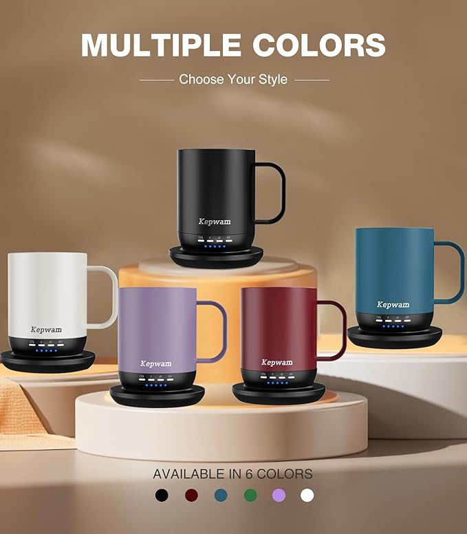 Heated Coffee Mug T1-14oz Fast Heating & Longer Battery Life Self Heating Coffee Mug Hot to 149℉ - Touch & App Controlled Mug Coffee and Hot Beverage Warmer, Gifts for Women and Men
