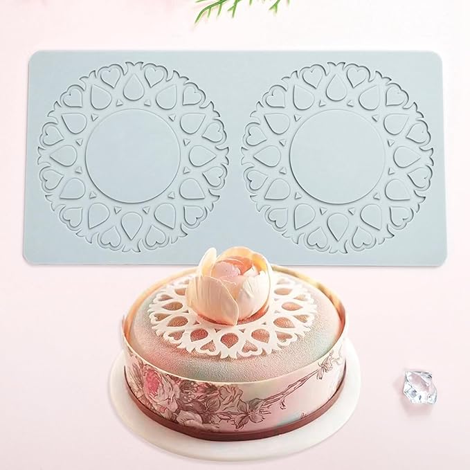 TUKE Hollow Tulip Flower Shape Sugar Craft Silicone Pad French Dessert Lace Mat Fondant Cake Mold Cupcake Decorating Silicone Mould (E_ Tulip Flower)