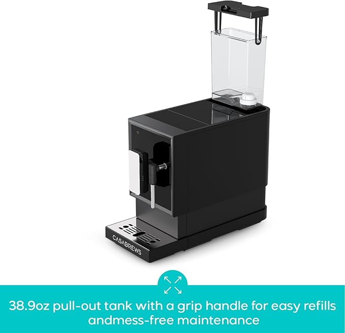 CASABREWS ACAFE PLUS Automatic Espresso Machine, 20bar Espresso Coffee Machine with Grinder and Milk Frother, Professional Coffee Maker with Touch Screen for Cappuccino and Americano, Black