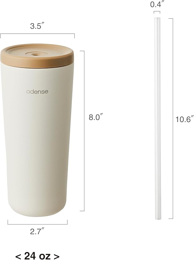 Odense Legodt Straw Tumbler 24oz - Double Stainless Vacuum Insulated Tumbler with Lid & Straw - Travel Mug, Water Bottle for Iced Coffee & Iced Tea, Cold Drinks, Dishwasher Safe(Orange Carrot)