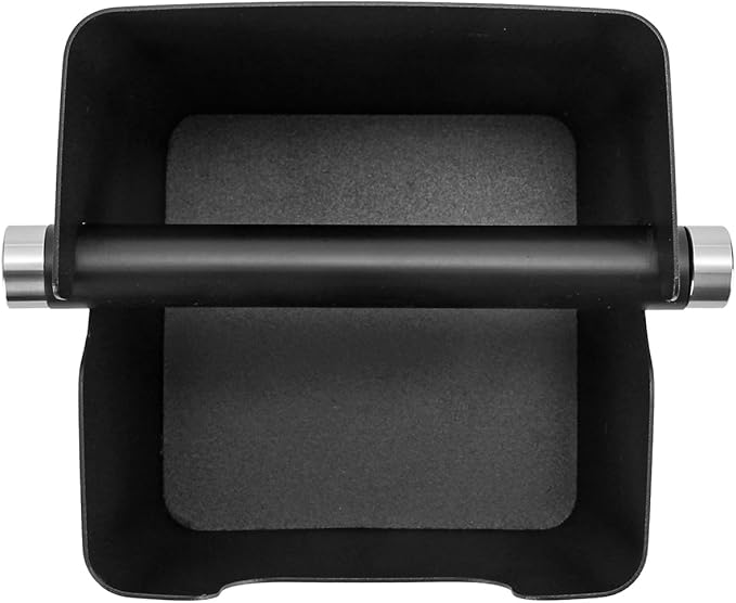 Knock Box Espresso, Stainless Steel Knock Box for Coffee Grounds, with Removable Rubber Bar and Anti-slip Pad, Small, Black