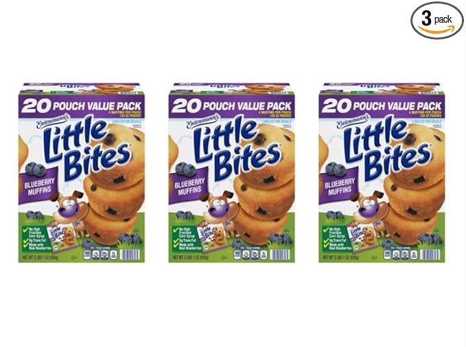 Entenmann's Little Bites Blueberry Mini Muffins | 3 pack (60 pouches total)