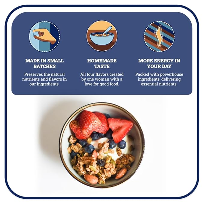 Sweet Diane’s Granola – Standard Size (12 oz): Organic Granola, Low-Sugar, High-Fiber, Gluten-Free, Vegan, Delicious Breakfast and Snack Topper (Classic Size, Blueberry Almond)