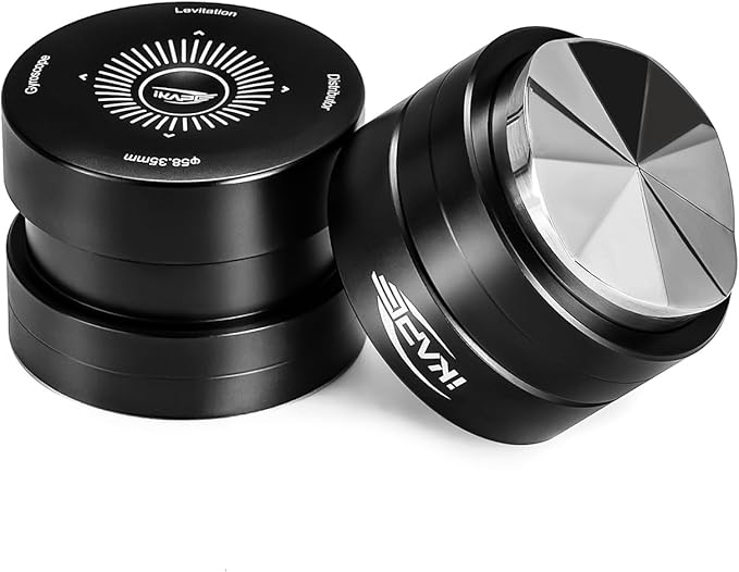 IKAPE 53.3MM Newly Upgrade Espresso Coffee Distributor, Coffee Dual-Bearing & High-Speed Distribution Tools, Adaptive Height Coffee Tamper Leveler for 54mm Portafilters