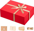 LIFELUM Red Christmas Gift Box 13.85 x 8.35 x 4.45 inch Large Gift Boxes with Magnetic Closure Luxury for Gifts Box Contains Card, Ribbon, Shredded Paper Filler Wedding, Halloween, Birthday