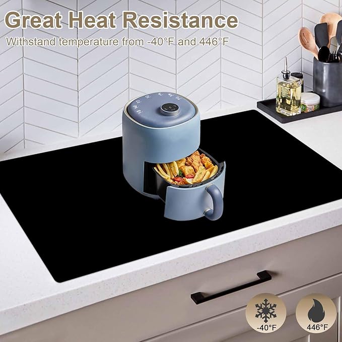 35.4"x23.6"(90cmx60cm) Large Silicone Kitchen Counter Mat, Heat Resistant Non-Slip Countertop Protector, Waterproof Multipurpose Mat for Kitchen Island, Dark Gray
