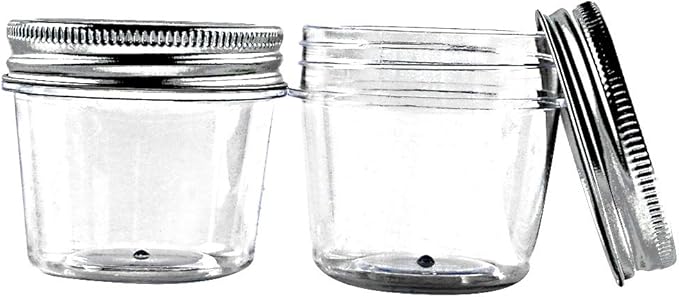novelinks 4 oz Clear Plastic Jars with Screw-On Lids – Reusable Round Containers for Slime, Food, Spices, Crafts & Kitchen Organization – BPA-Free Storage Jars, 20 Pack