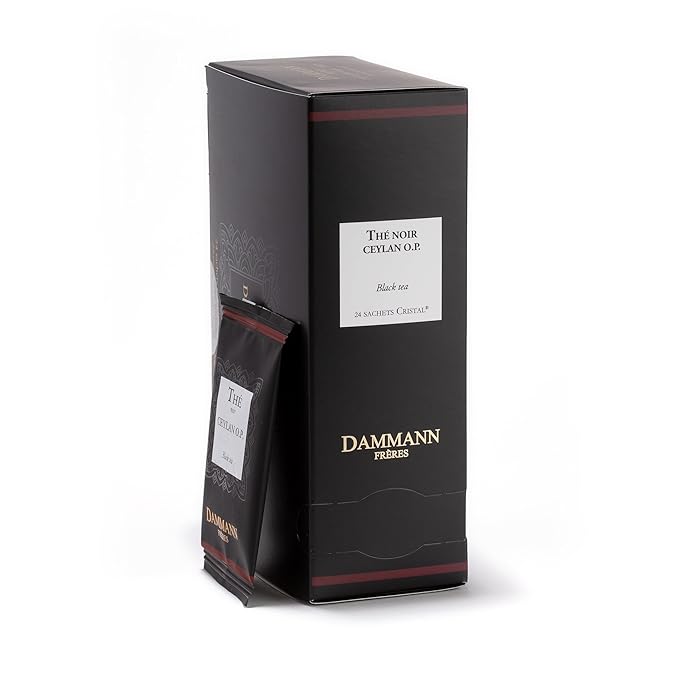 Dammann Freres Satchets, Ceylan O.P. Tea Bags, Premium Gourmet French Black Tea, Individually Wrapped, 24 Count (Single Pack)