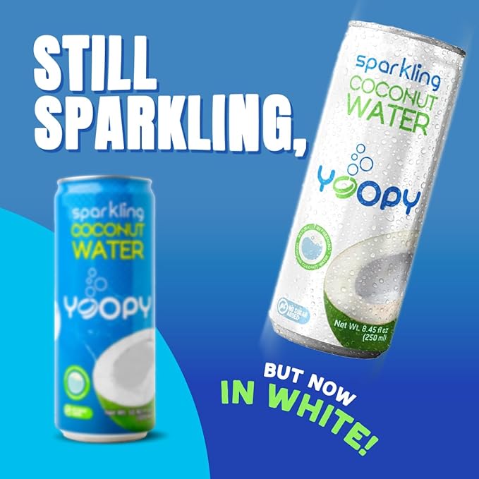 Yoopy Sparkling Coconut Water – Refreshing, Low Calorie, No Sugar Added | 12 Pack (8.45 fl oz Cans)