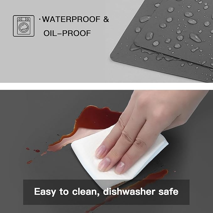 Silicone Mats for Kitchen Counter, 47.3"x23.6"(120cmx60cm) Large Heat Resistant Mat Kitchen Island Waterproof 2MM Thick Countertop Protector Mat Nons-slip Extra Large Counter Mat, Translucent Gray