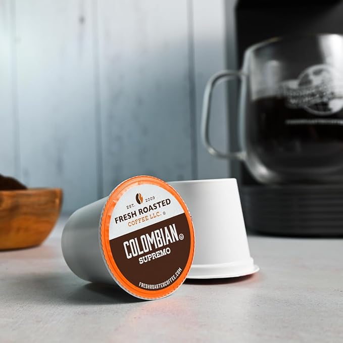 Fresh Roasted Coffee, Colombian, Medium Roast, 96 Pods for K Cup Brewers