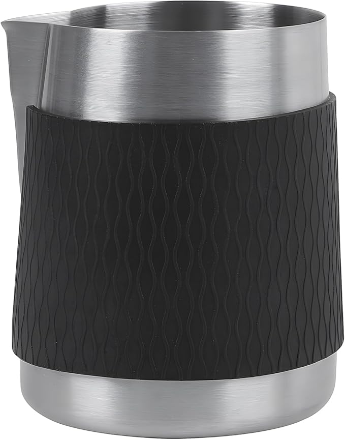IKAPE Espresso Milk Pitcher, 15.04/450ml Milk Frothing Jug without Handle, Espresso Steaming Pitcher with Sharp Spout for Espresso Barista Tool(silver)