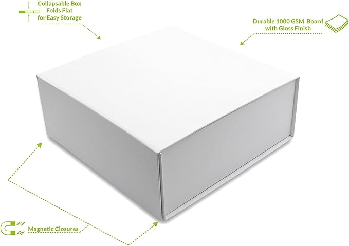 Prime Line Packaging Magnetic Gift Boxes 15 Pack 8x8x4 Small Collapsible White Box with Magnetic Lid for Gift Boxes, Holiday Wrap, Birthdays, Weddings, All Occasions, Bulk