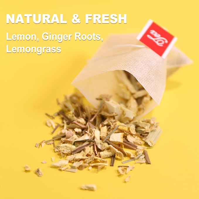 TEARELAE - Lemon Ginger Tea Bags, 70 Count - Natural & Pure Herbal Tea with Ginger Root, Lemon, Lemongrass - Non-GMO - Caffeine-free - Support Healthy Digestion