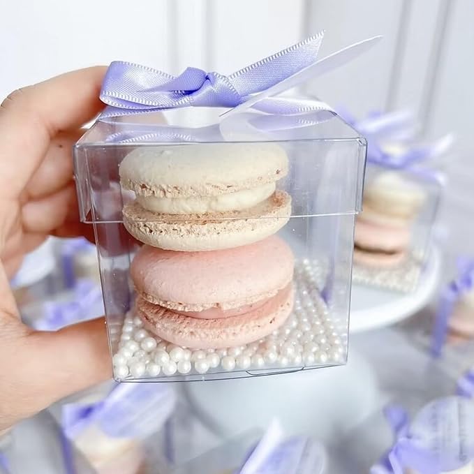 SLShePack 100Pack Clear Gift Boxes for Macaron,Golf Chocolate,Smores & Small Gift Boxes for Chocolate Bomb & Birthday Wedding Party Favor Boxes