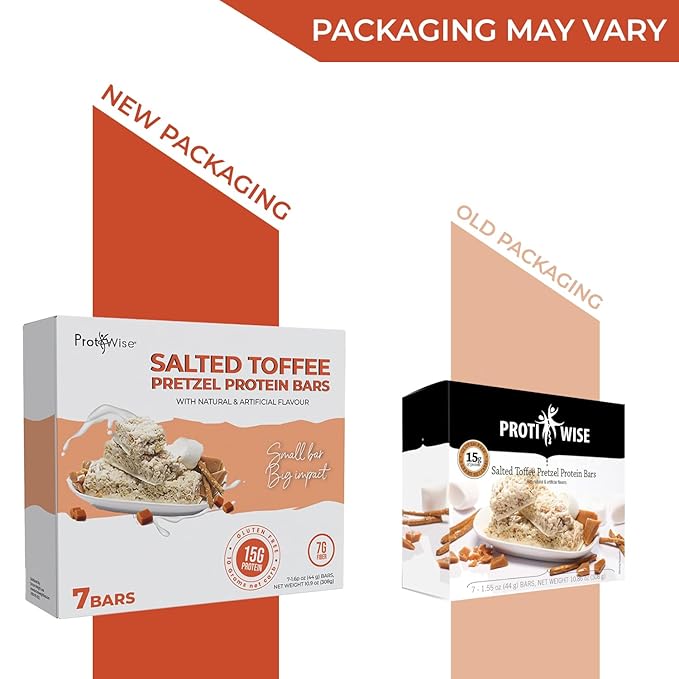 ProtiWise – Salted Toffee High Protein 15g Bar | 7/Box | Low Calorie, Weight Loss, Diet, Keto Friendly, Hunger Control, Meal Replacement | Gluten Free, Low Fat, Low Sugar