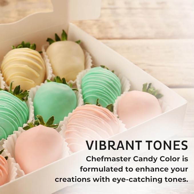 Chefmaster 12 Bottle Set of Candy Colors, True-Tone Shades, Oil-Based, Professional-Grade Dye, Chocolate, Strawberries, Cake Pops, Decorating, Easy-to-Use, Manufactured in the USA, 0.64 oz Each