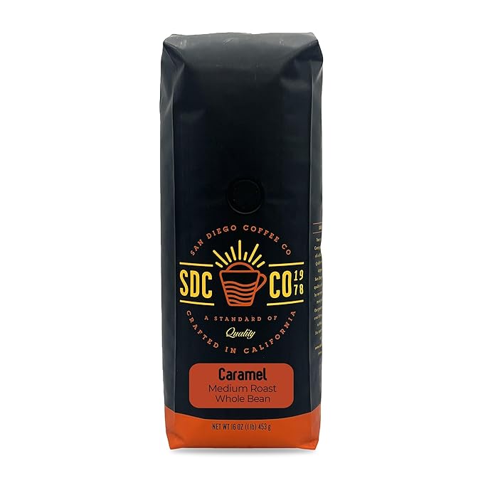 San Diego Coffee Caramel, Medium Roast, Whole Bean Coffee, 16-Ounce Bag Café en grano tostado