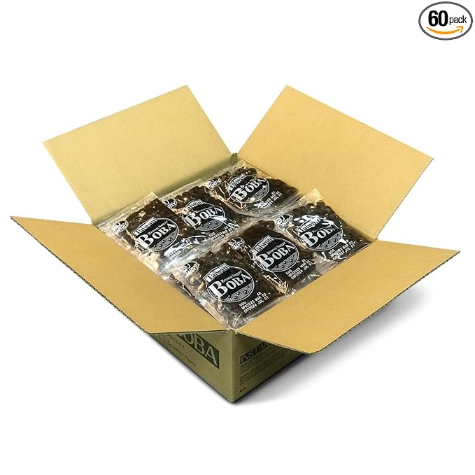 J WAY LOCAL FLAVOR BOBA Authentic Instant Tapioca Boba Pearls Bulk,60 Servings Black for Milk Tea,Smoothies and Desserts,Brown Sugar Flavor (Ready in Just 20 Seconds,No Preservatives,Gluten Free)