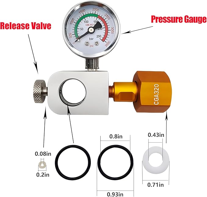 Soda Co2 Refill Adapter with Big Pressure Gauge for Pink Co2 Cylinder,Soda Co2 Exchange Carbonator Fill Station Compatible with DUO Terra Art Soda Co2 Tank