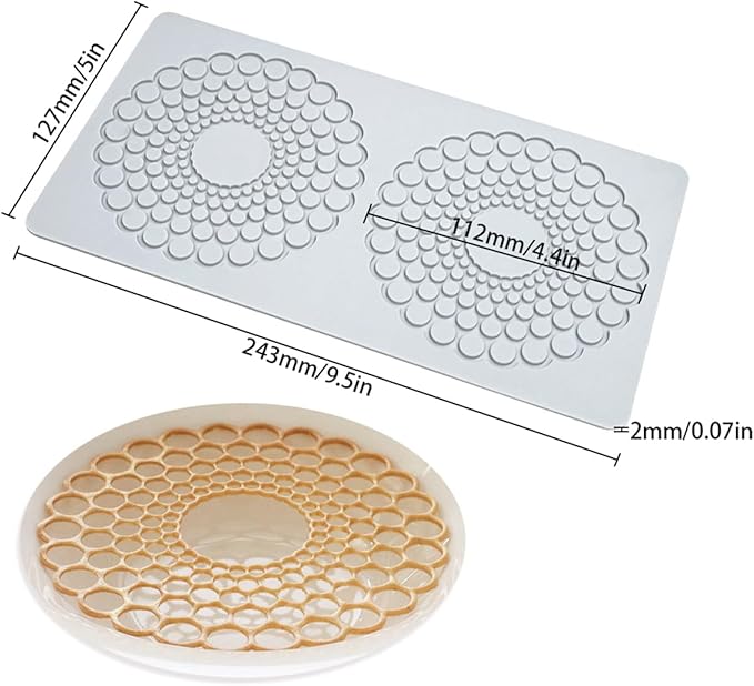 TUKE Hollow Round Circular Design Lace Mat Chocolate Fondant Mold DIY Sugar Craft Silicone Pad Cake Decorating Tools Kitchen Bakeware (D_ Round Circular)