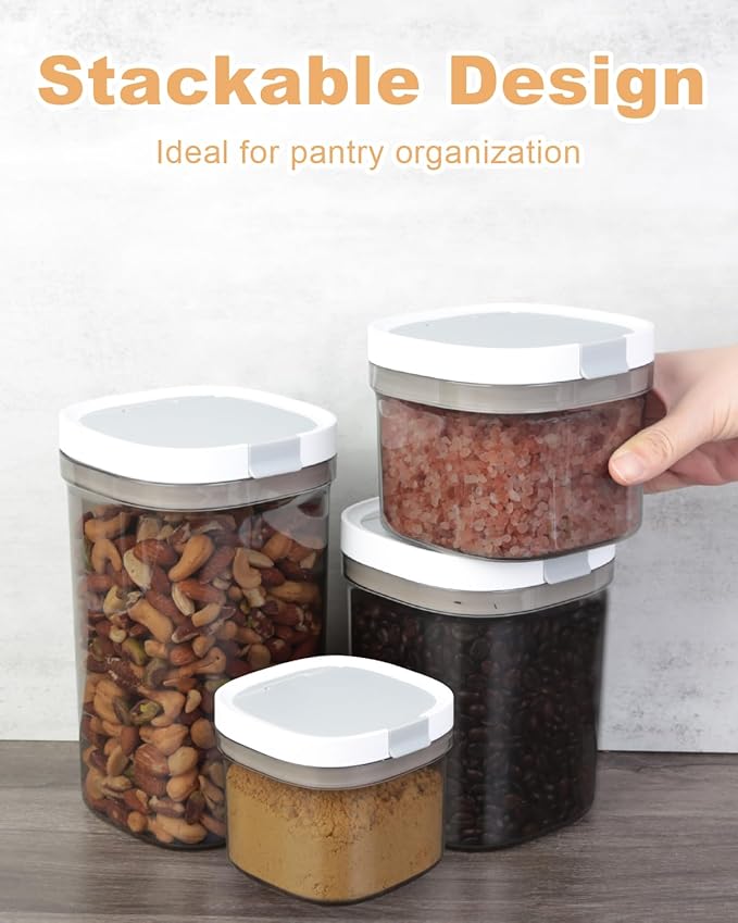 Airtight Food Storage Containers Set, 1.1QT BPA Free Coffee Canisters with Magnetic Scoop, Ideal for Beans, Ground Coffee, Spices, Herbs, Keeps Freshness, Easy to Clean