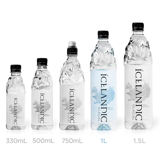Icelandic Glacial Natural Spring Alkaline Water Liter Count, 1 Litre, 202.8 Fl Oz, (Pack of 6)