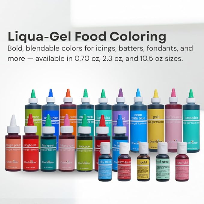 Chefmaster Avocado Liqua-Gel® Food Coloring | Vibrant Color | Professional-Grade Dye for Icing, Frosting, Fondant | Baking & Decorating | Fade-Resistant | Easy-to-Use | Made in USA | 2.3 oz
