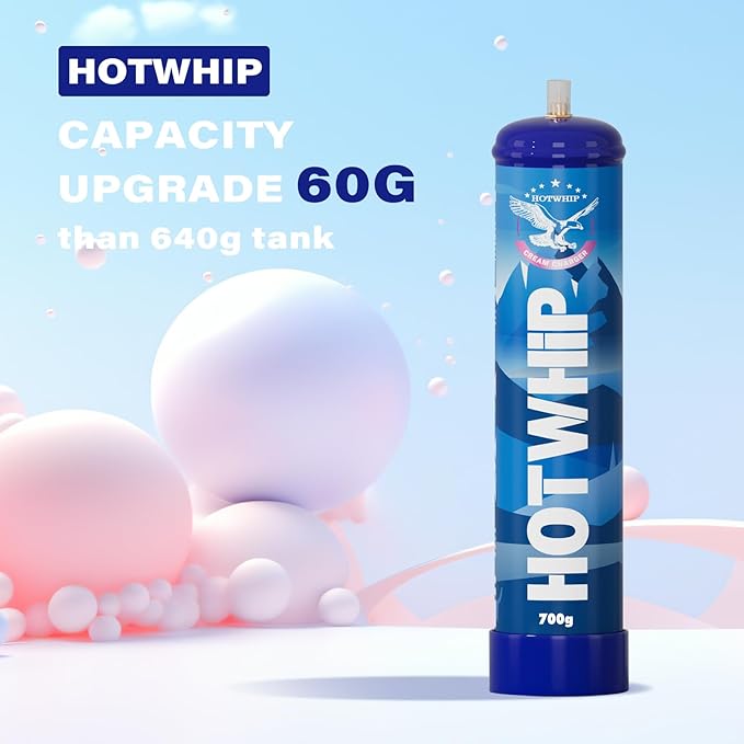 Whipped Cream Charger 6x700g 1.1L Tanks Original Flavor Cream Charger 99.99% Purity Food Grade Whip Cream Tank(6 Cylinders)