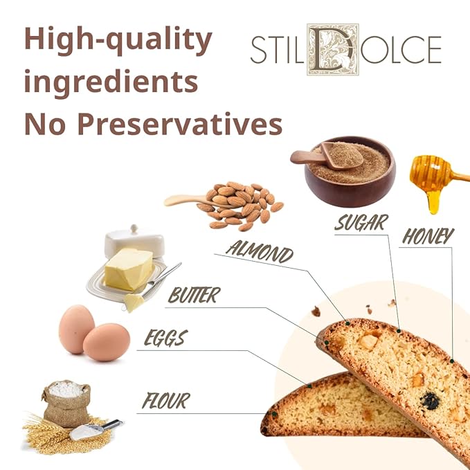 Italian Semi-Soft Almond Biscotti | Made in Tuscany, Italy | Stildolce Traditional Authentic Biscuits, Pack of 2