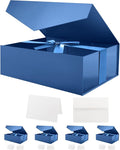 HAPPY POTATO 5 Large Gift Boxes withLid and Ribbon 11.5x8.1x3.8 Inches, Groomsmen Proposal Boxes, Magnetic Blue Gift Boxes for Presents (Glossy Blue, Pack of 5)