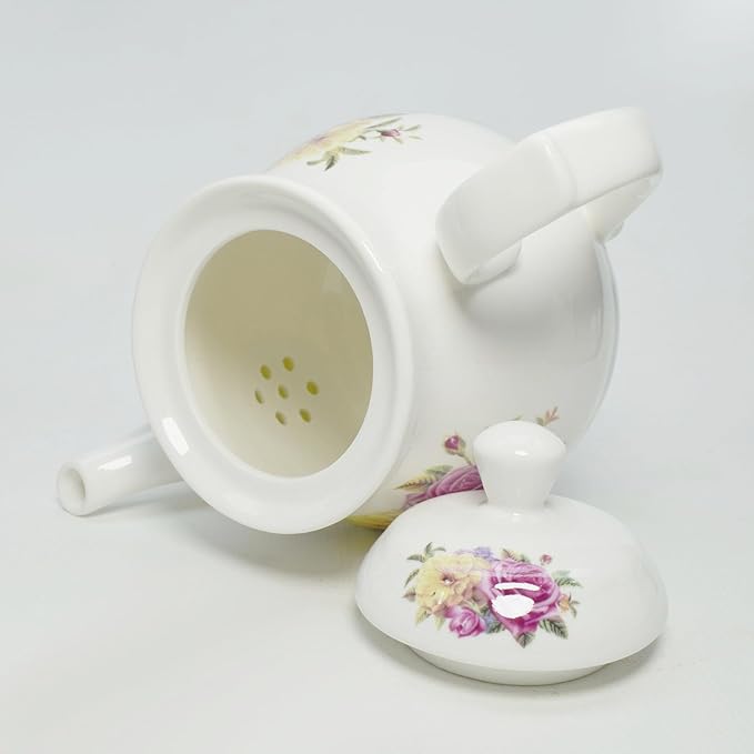 European Style Porcelain Teapot, Coffee Tea Water Pot Vintage Ceramic Kettle (42oz)