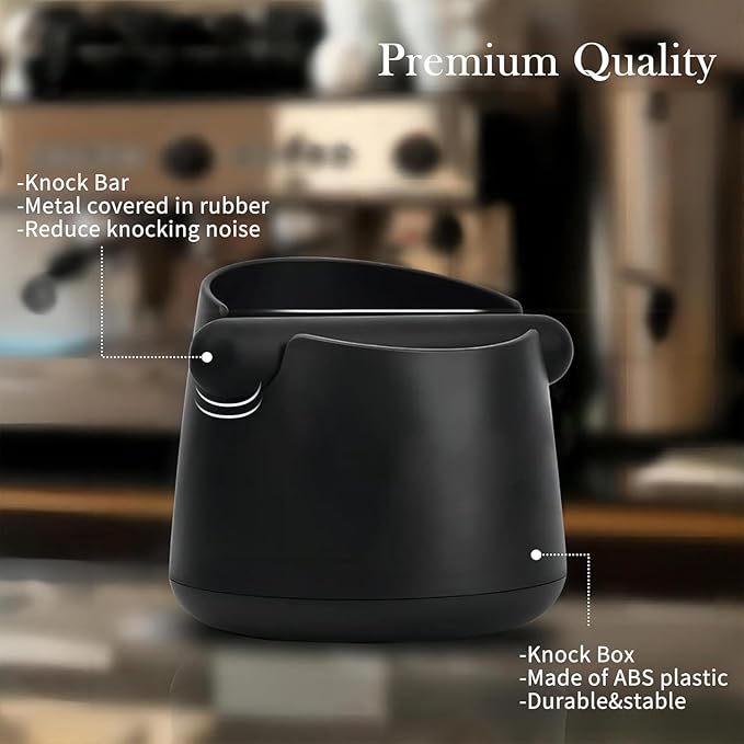 Espresso Knock Box with Barista Towels, Removable Shock-absorbent Knock Bar & Non-Slip Base - Knock Box Espresso, Knock Box for Coffee Grounds, Espresso Machine Accessories, Black, JDHAVMOS
