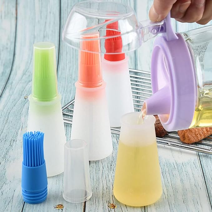 Silicone Oil bottle brush，BBQ/Pastry Basting Brushes,Silicone Cooking Grill Barbecue Baking Pastry Oil/Honey/Sauce Bottle Brush (4 PCS,red)