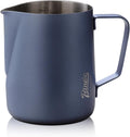 Milk Frothing Pitcher - 350ml/12oz Milk Frother Cup Espresso Steaming Pitcher for Barista, Bincoo SUS304 Stainless Steel Espresso Steaming Pitchers for Latte Art/Cappuccino/Coffee (Dark-Blue-350ml)
