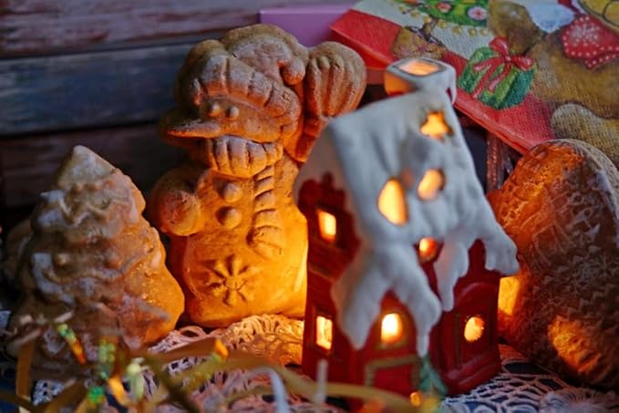 MOTEERLLU Wooden Cookie Molds Baking, Wood Cookie Stamp Cutter Carved Biscuit Embossing Gingerbread Mold
