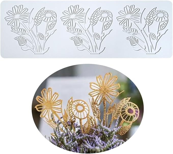 TUKE Flower Silicone Cake Lace Mold Cake Decorating Tool Border Decoration Lace Mold Kitchen Baking Tool (K_ Flower)