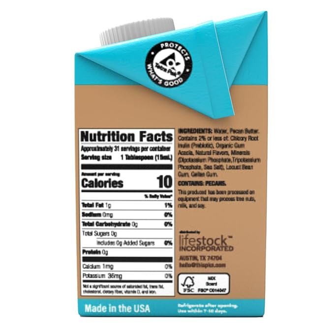 PKN Original Pecan Milk Creamer, Plant-Based, Vegan, Dairy-Free, No Gums or Oils, Shelf-Stable, Keto-Friendly, Barista-Approved, 16oz Six-Pack
