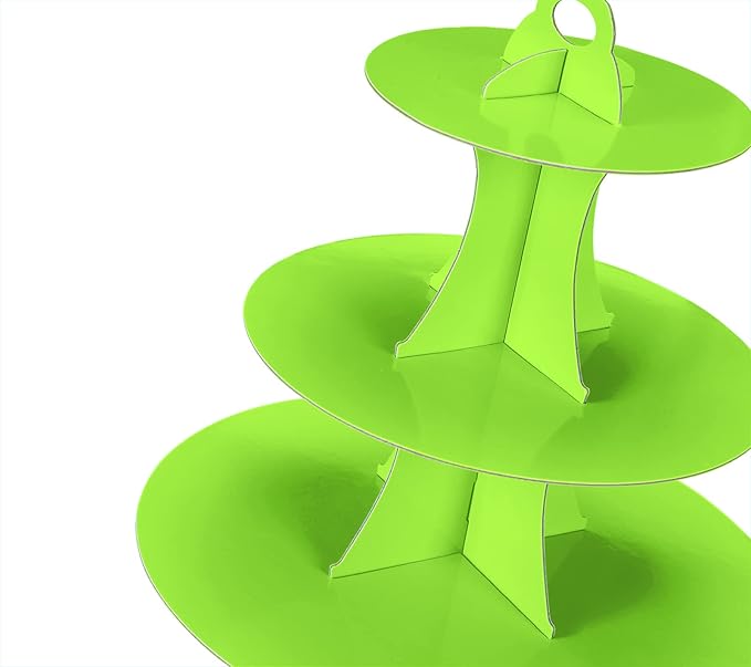 2Pcs 3-Tier Cupcake Stand, Cake Stand holder, Tiered DIY Cupcake Stand Tower for Dessert Table Displays, Birthday Theme Party Favors Decoration, Floral Tea Party, 12" W x 12.8" H, Green