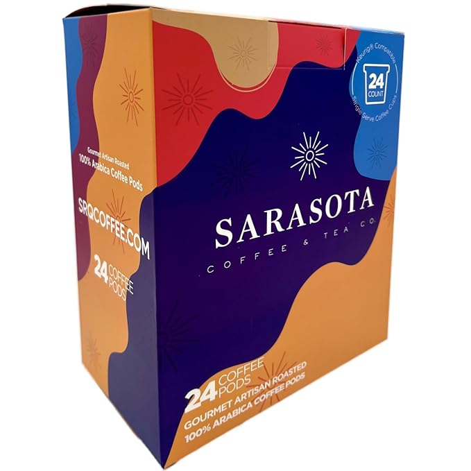 Sarasota K-Cup Coffee Pods | Medium Roast Flavored Coffee | Cinnamon Pecan Brownie | Single Serve for Keurig Brewers | Gourmet, Low Acid, Mold Free | 24 Count