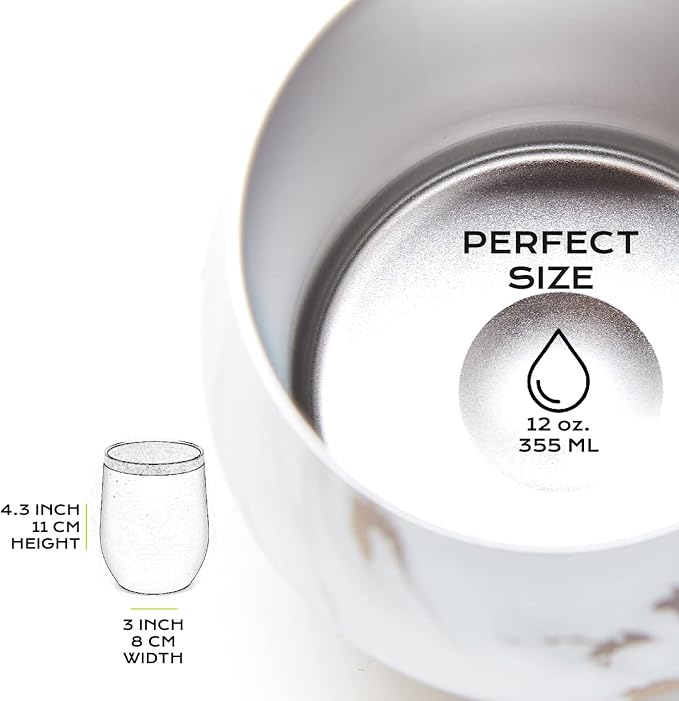BALIBETOV 5 pcs large Yerba Mate Cup and Bombilla Kit, Includes one 12 oz Yerba Mate Gourd with Lid, Two Bombillas Mate Straw and one cleaning brush | Stainless steel | Double Walled