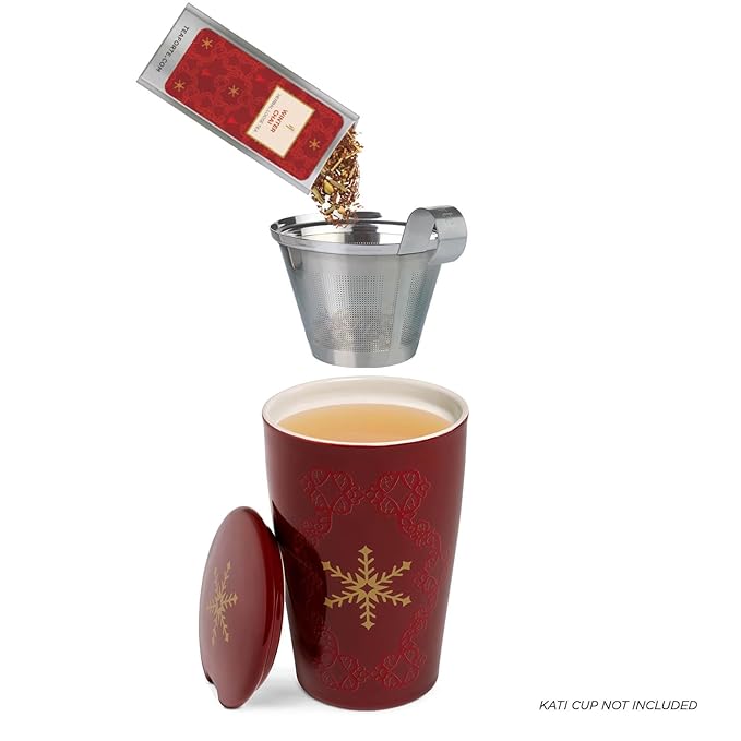 Tea Forte Warming Joy Hoilday Premium Single Steeps Loose Leaf Tea Gift Set Sampler, 15 Count 3 of Each Assorted Blends, Pre-Portioned Single Serve Pouches, Steeps 12 oz