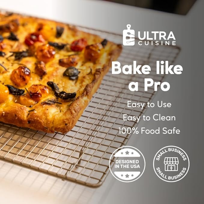 Ultra Cuisine Heavy Duty 100% Stainless Steel Cooling Rack for Cooking and Baking - Baking Rack & Wire Cooling Rack - Fits Half Sheet and Quarter Sheet Pans - 11.5''x16.5'' and 8.5''x12''